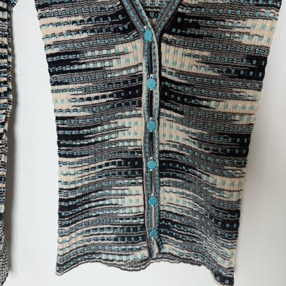 Missoni Black and Cream V-Neck Sweater with Blue Accents - Picture 2 of 3